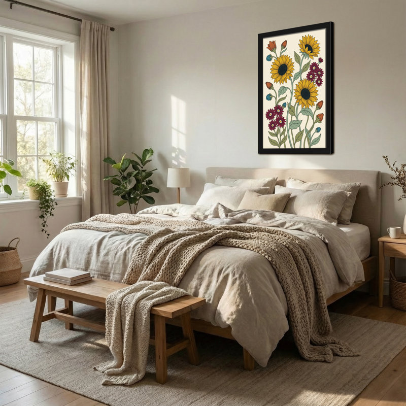 Plantes et fleurs tournesol et souci à motif floral