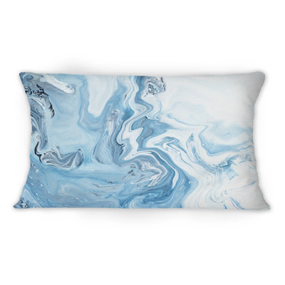 Coussin décoratif blanc et bleu Marble Waves - imprimé moderne 12 po x 20 po