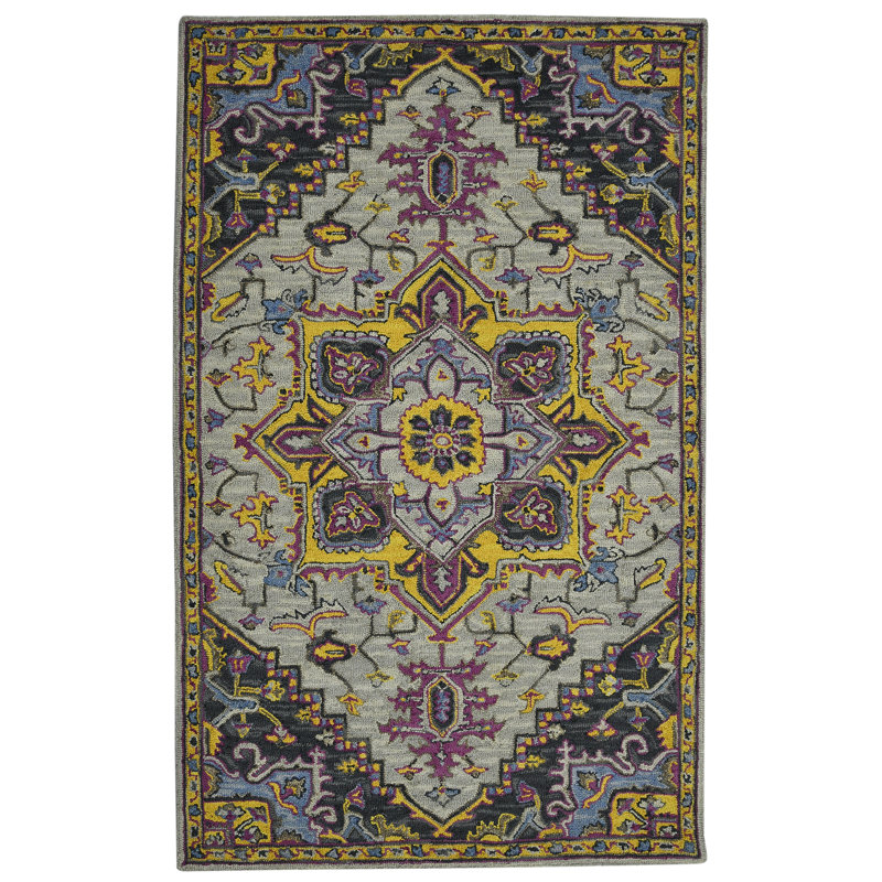 Tapis en laine touffeté à la main Shidler, Rectangle 7 pi 6 po x 9 pi 6 po