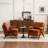 Mid Century Upholstered Arm Accent Chair with Solid Wood Legs-1890899083