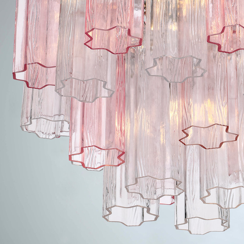 Wesham 4 Light Aged Brass Semi Flush Mount, Chrome, Pink
