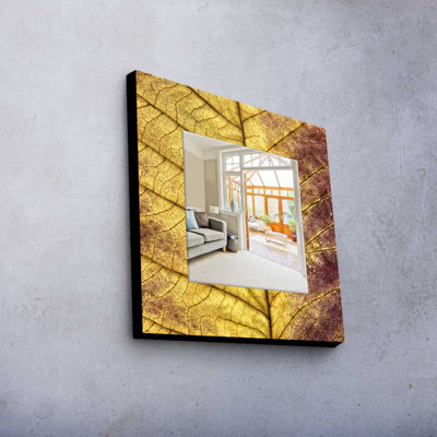 Élégant miroir décoratif avec cadre 100% bois de pin, 19,7 po x 19,7 po | Miroir en verre véritable (épaisseur: 0,2 pouce) | Peinture sur tissu élégante | Parfait pour la décoration intérieure et le vestibule, design durable et chic