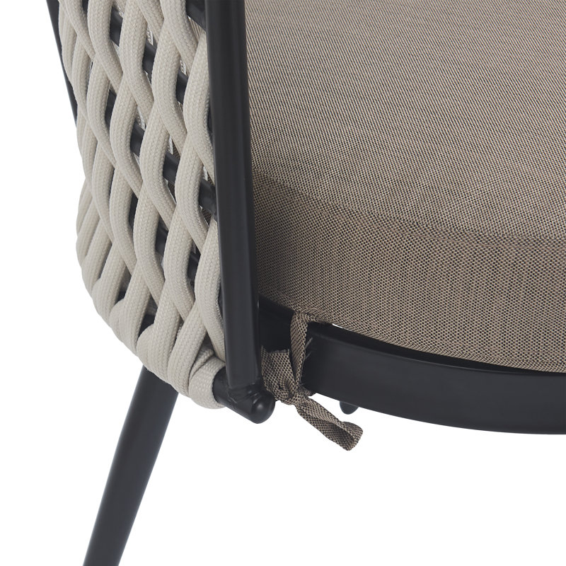 Chaise de salle à manger d'extérieur Justa, Kaki, Kaki, Corde beige / cadre noir