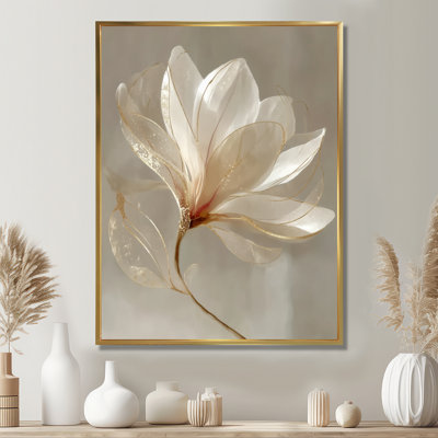 Delicate Golden Magnolia - Magnolias Canvas Prints, Orange Floral Wall Art