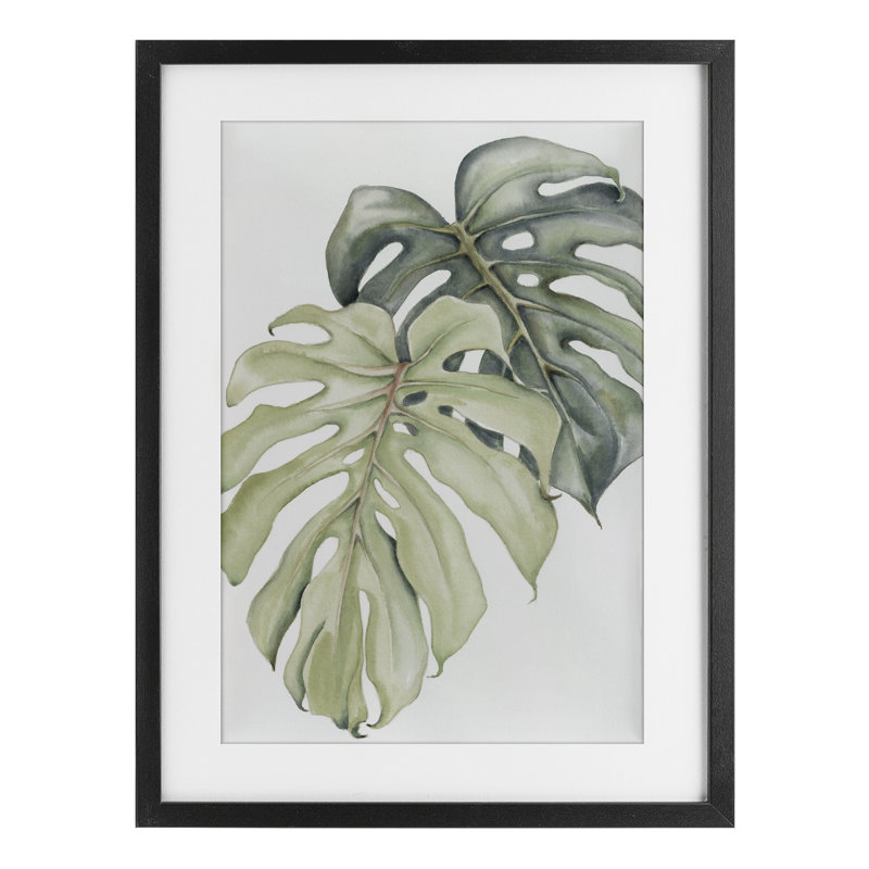 «Philodendron Monstera Leaves», reproduction encadrée sous verre, design par Errico & Slyp, H 23 po x l 17 po