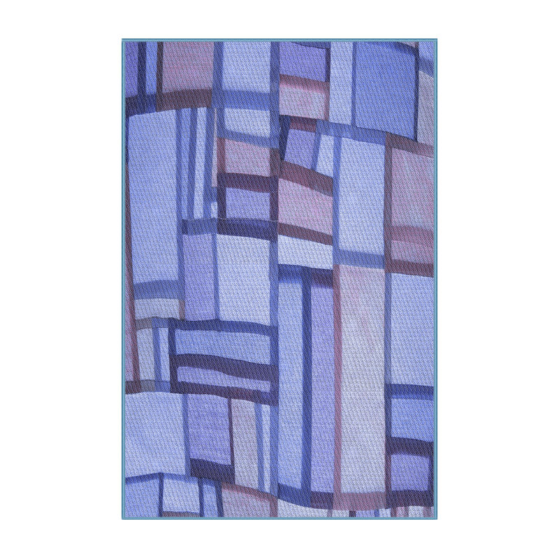 Tapis bleu tissé à la machine, Rectangle 7 pi x 9 pi