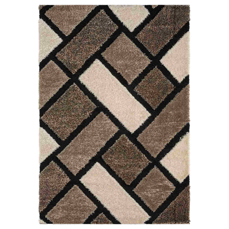Modern Olexander Abstract Geometric Rug For Living Room Bedroom Design 6419 Beige, Rectangle 5'3" x 7'7"