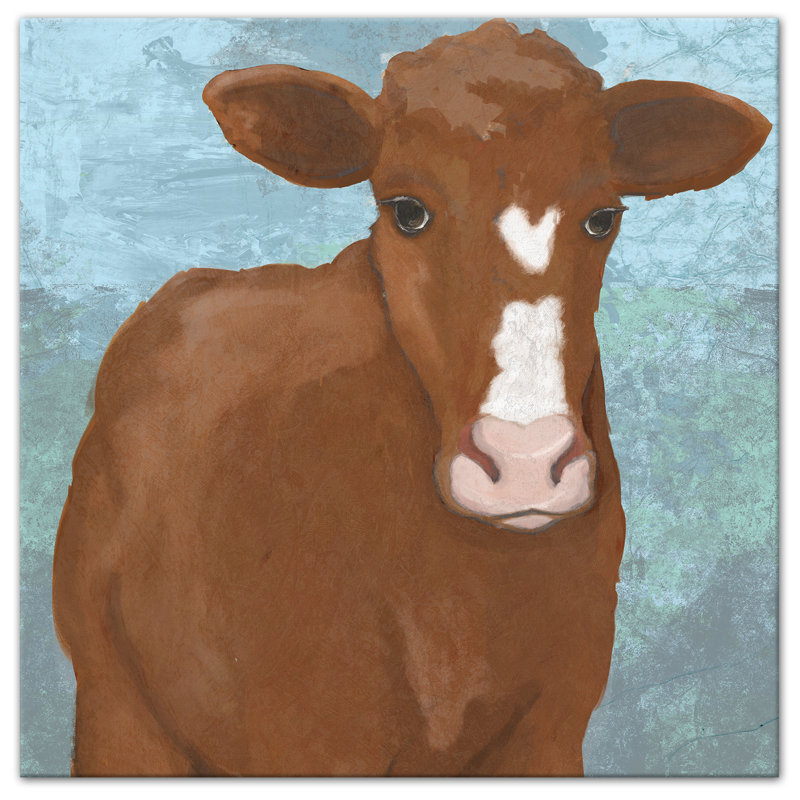 Impression de peinture acrylique « vache », H 12 po x l 12 po, Toile