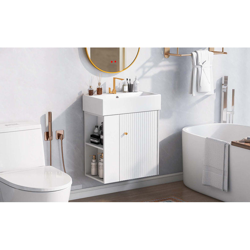 Modern Floating Bathroom Vanity With Ceramic Basin