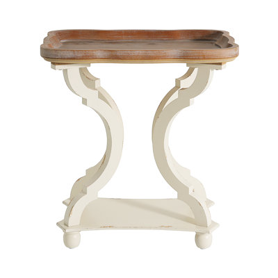 Table de bout French Country avec plateau rabattable et finition patinée