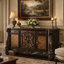 Commode traditionnelle en bois avec 5 tiroirs et 2 armoires, brun