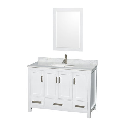 Sheffield 48" Freestanding Single Bathroom Vanity with Marble Top with 24" Mirror