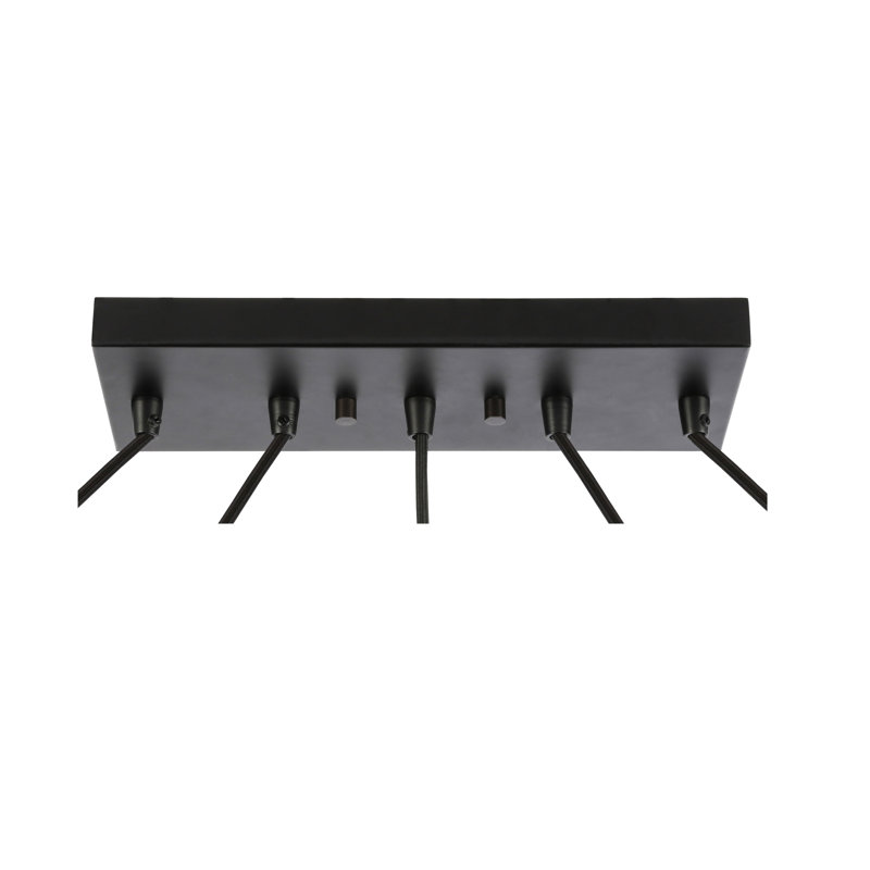 Luminaire suspendu linéaire pour îlot de cuisine 5 lumières Thiede, Halogène, Laiton / Bronze
