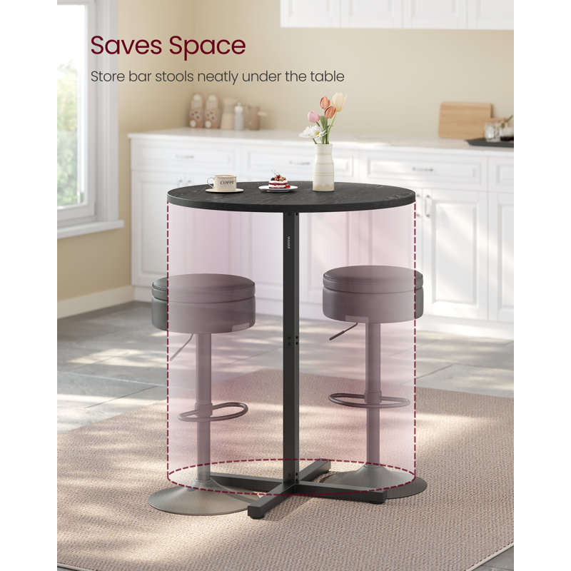 Round Metal Base Dining Table, Ebony Black