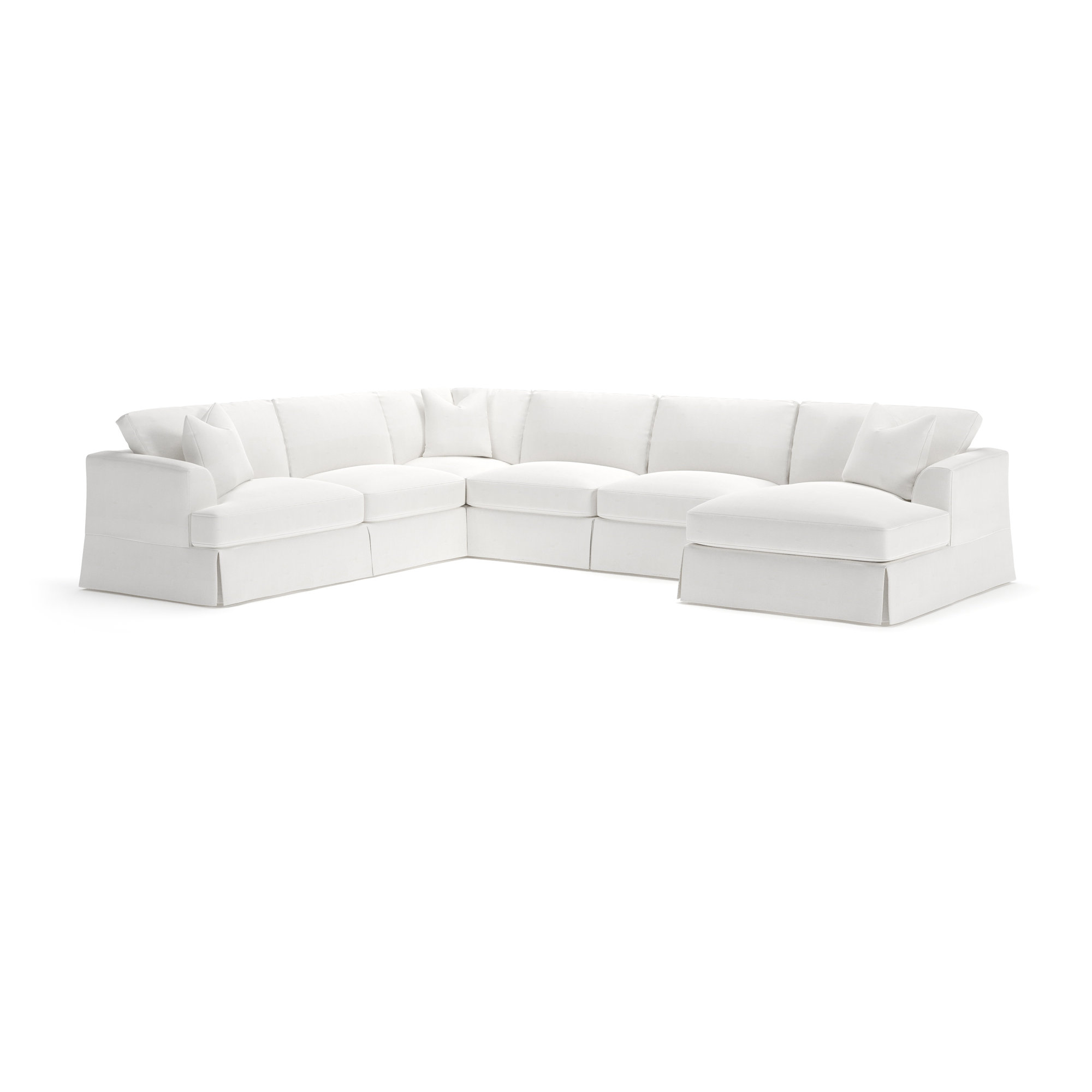Lucia 5 - Piece Slipcovered Sectional, Right Hand Facing, Drusky Moonglow Sustain® Basketweave