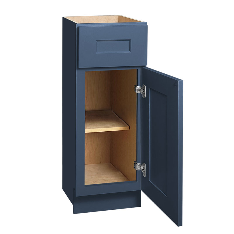 Armoire inférieure en bois massif bleu Shaker, 9"