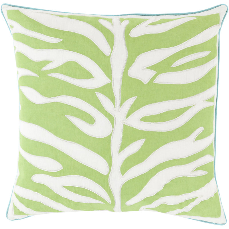 Valentina Animal Print Linen Pillow Cover, 20" x 20", Grass Green/White