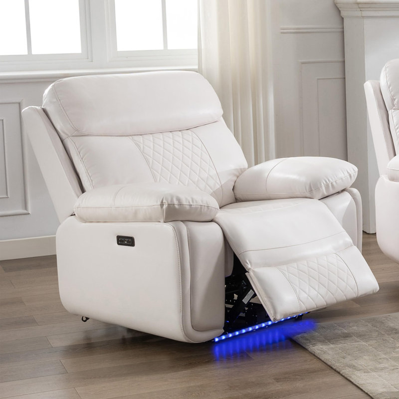 Fauteuil de cinéma inclinable Heaney, Similicuir blanc