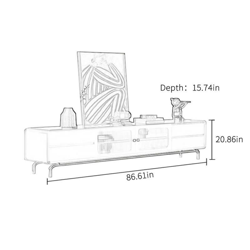 Meuble télé moderne au sens simple, 86.61", Noir, noir, noir, noir