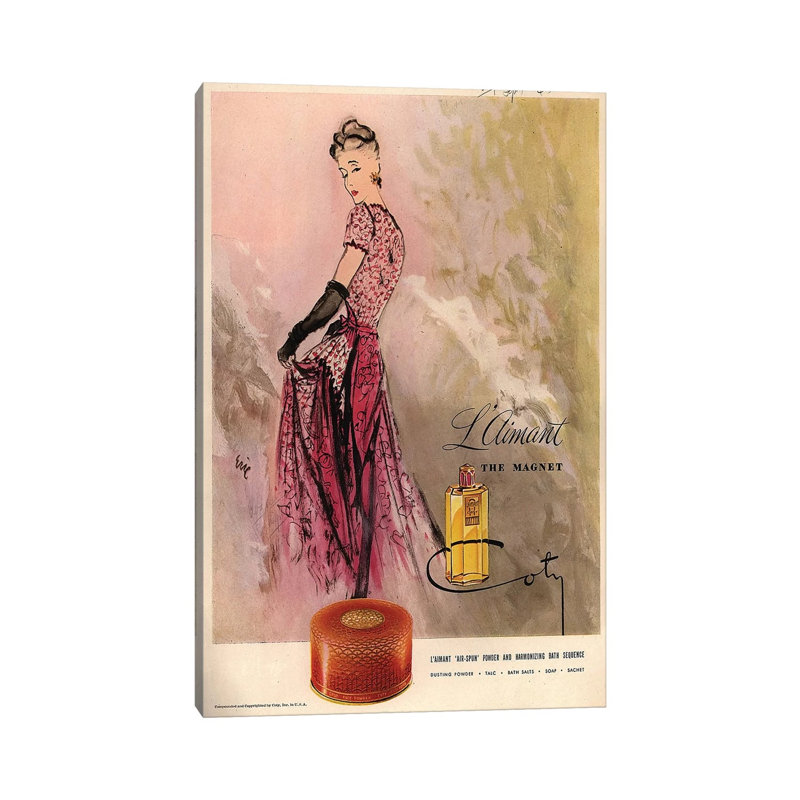 1940s Coty Perfume Magazine Advert 1 Piece Wall Art on Canvas, 20.32 cm H x 30.48 cm W, Canvas