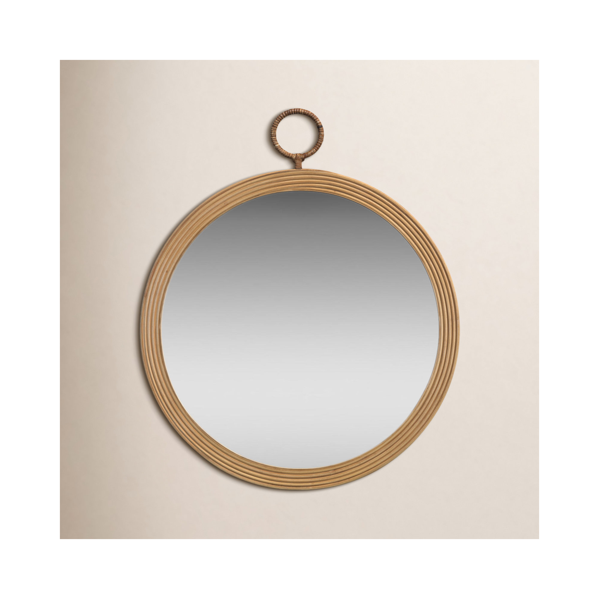 Darry Wood Round Mirror