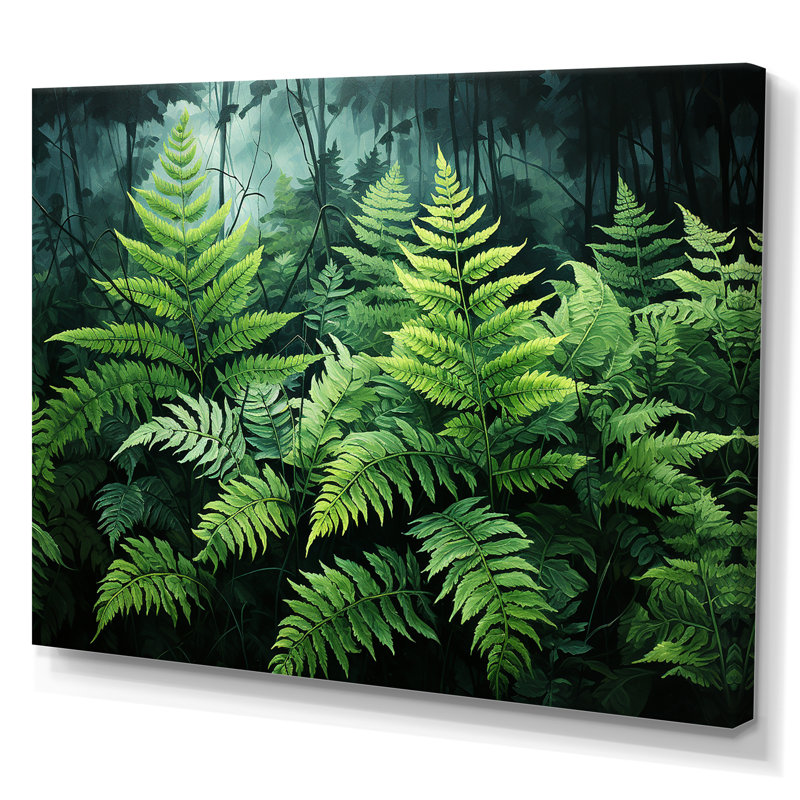 Emerald Green Ferns Forest IV sur toile, H 24 po x l 32 po x P 1 po, Toile tendue