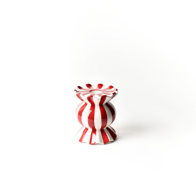 Red Stripe Ruffle Candlestick Holder