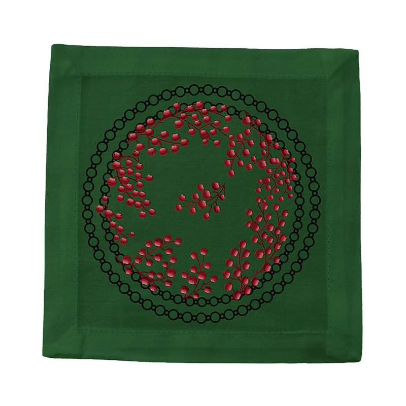 Square Napkins, Red Green