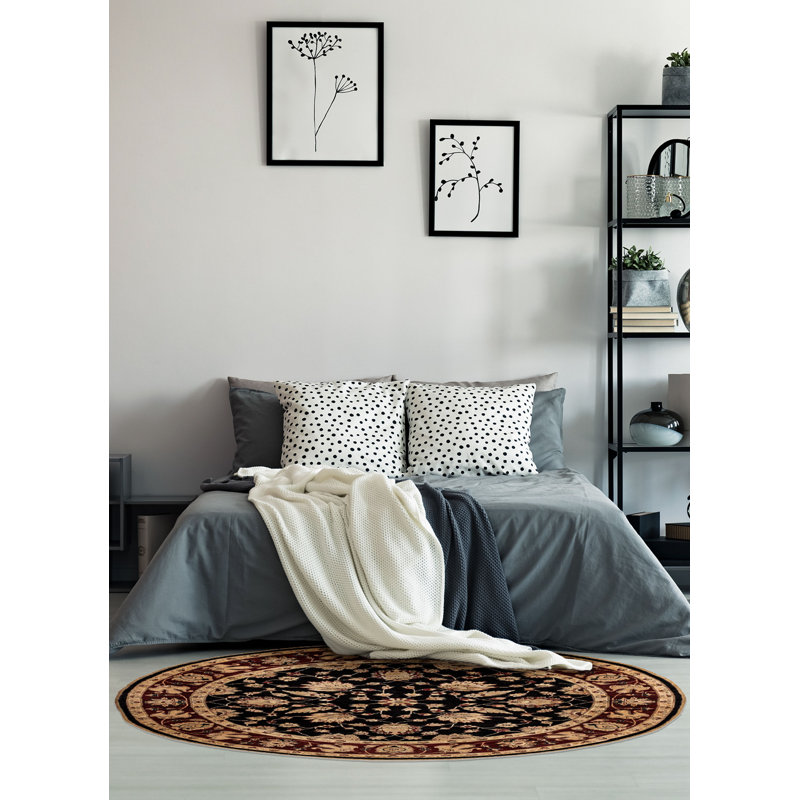 Tapis noir foncé et rouge Chobi Finest 8 pi 10 po x 8 pi 10 po