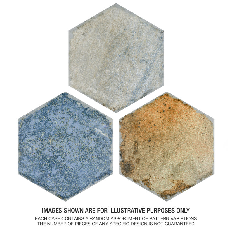 Dorne Hex 8.63" x 9.88" Porcelain Stone Look Wall & Floor Tile