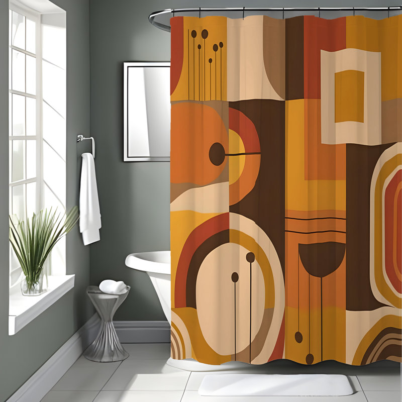 Rideau de douche avec tapis de bain, H 72 po x l 70 po