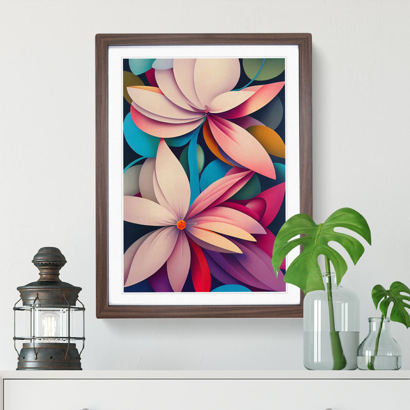XV1022-4500X The Cosmopolitan Flowers Abstract - Single Picture Frame Print, Walnut Framed, 34cm H x 25cm W x 2cm D