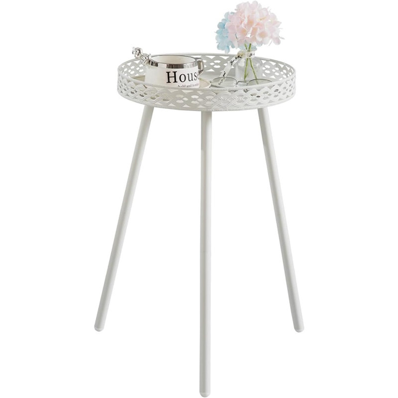 Petite table de bout ronde pour le salon - blanc