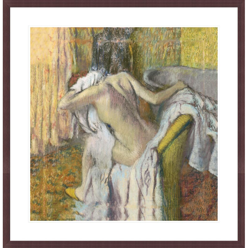 «After the Bath Woman» se sécher par Edgar Degas - Impression sur toile, H 34,34 po x l 33,5 po