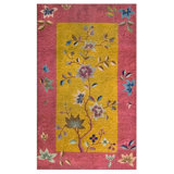 Small Scatter Size Yellow Color Antique Chinese Deco Throw Rug