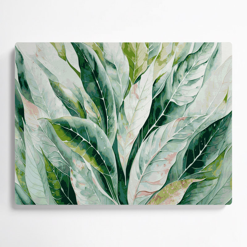 Art mural en métal Botanical Aglaonema, H 240 po x l 288 po x P 0,05 po