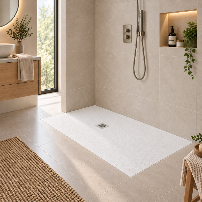  Stone Standard Shower Tray – White, 0.25cm H x 16cm W x 9cm D