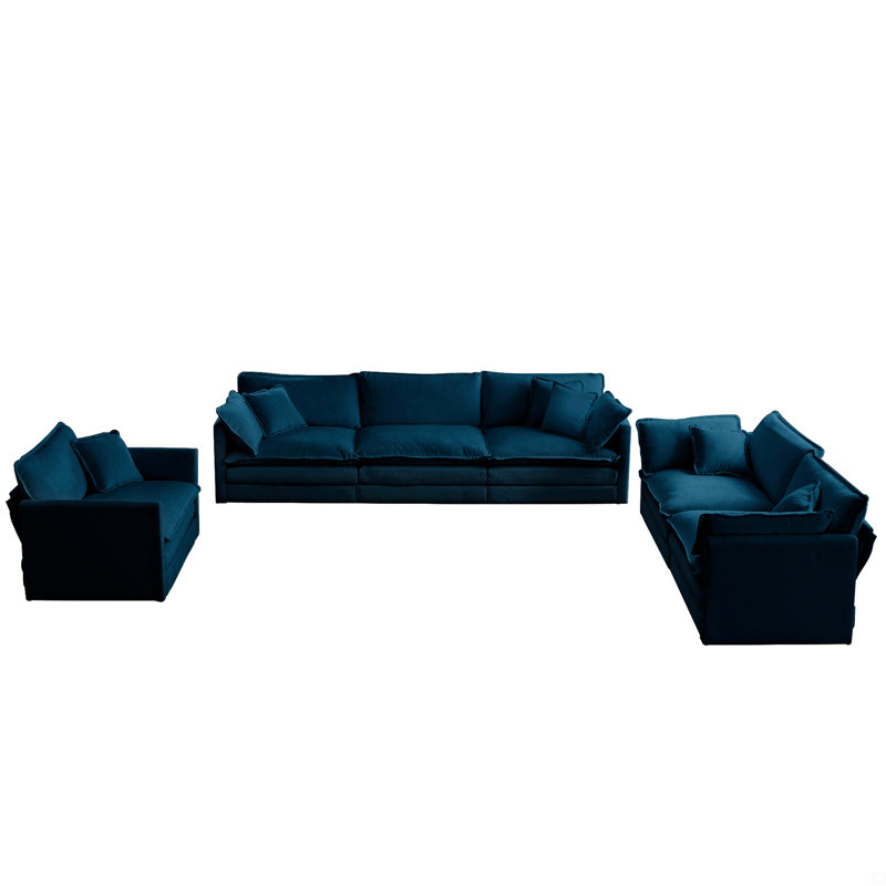 Chenille Modular Sectional Sofa, Blue