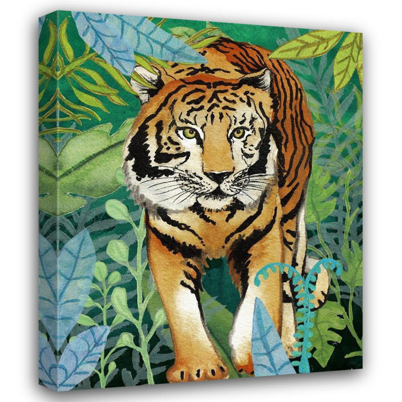 «Red Barrel Studio® Medley», art sur toile tendue par Elizabeth Gallery, «Tiger In The Jungle II», H 24 po x l 20 po