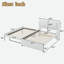 Lit plateforme tapissier avec lit gigogne multifonctionnel et tête de lit-812272311