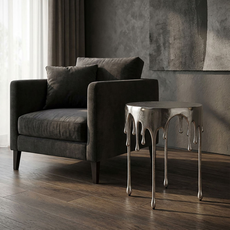 Open Round Side Table, Silver