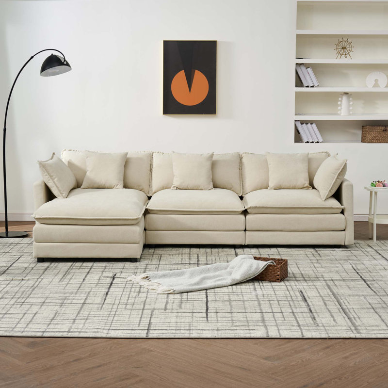Modular Combination Sofa,Comfortable Cloud Sofa, Ottoman-Style Combination Sofa,Chenille Sofa,Deep Seat Sofa With Cushions