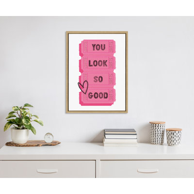 You Look So Good Pink Tickets by Alli Standefer Framed Canvas Wall Art Print