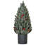 Arbre de Noël artificiel de 18 po de haut miniature enneigé et enneigé, décoration de Noël avec pommes de pin et baies