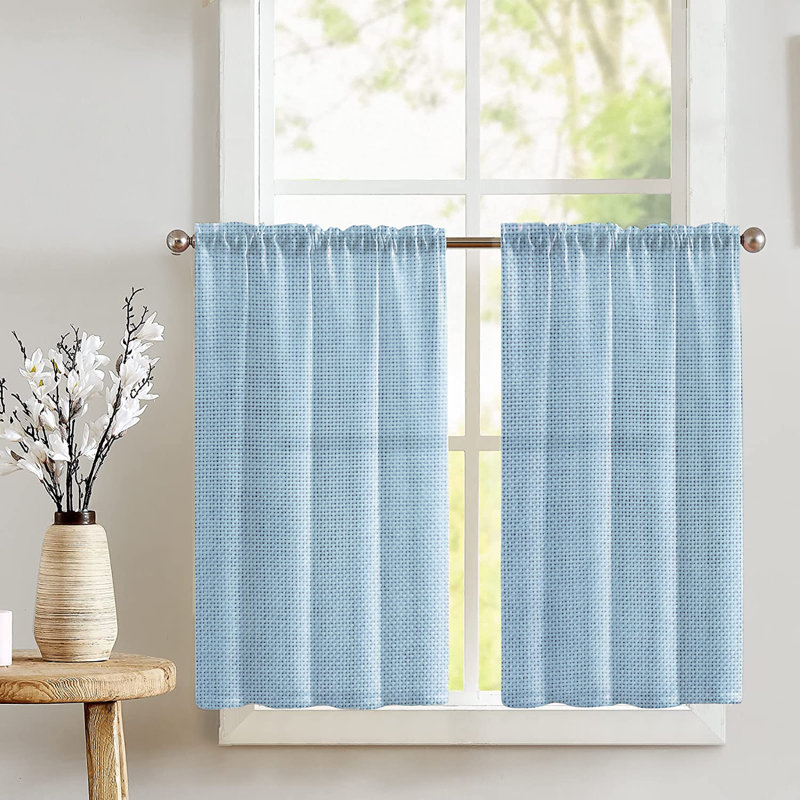 Haliyat Tailored Cafe Curtain, Light Blue