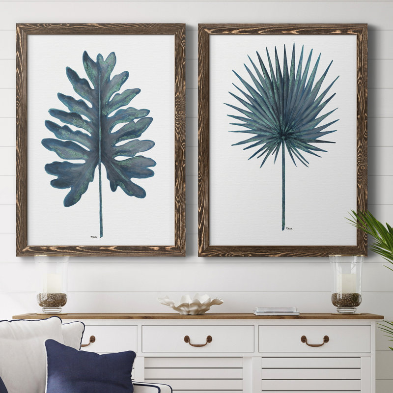 «Blue Oasis I», ensemble de 2 reproductions d'art, Pas de tapis, Toile avec cadre en noyer, H 44 po x l 31 po x P 1 po