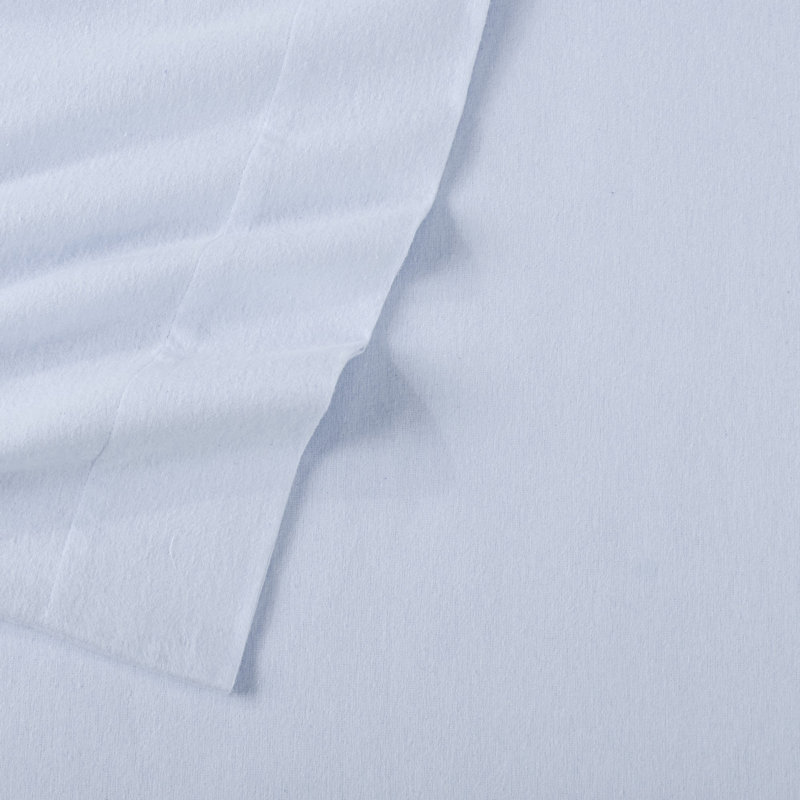 Chalet Flannel Sheet Set, Queen Sheet Set with Fitted Sheet and Pillowcases, Light Blue