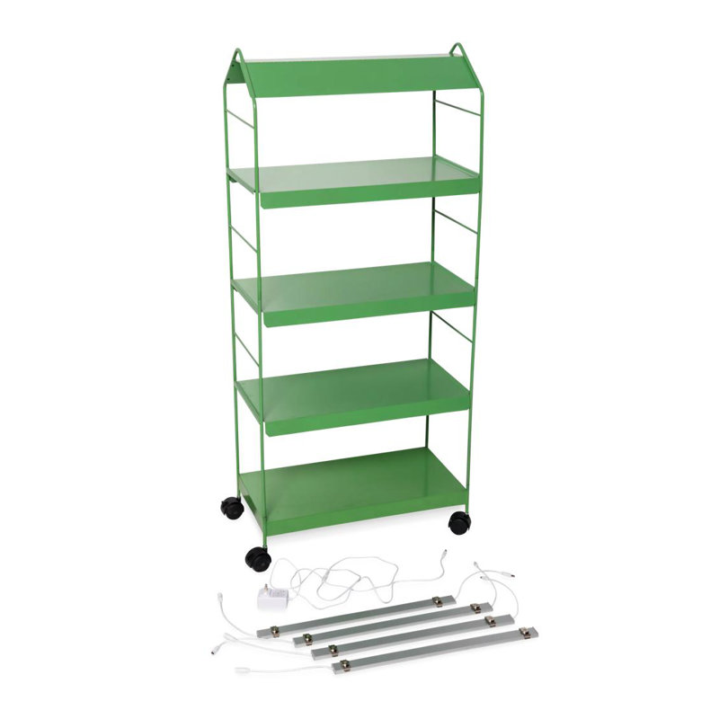 Green Powder Coated Steel 4-Tier LED Grow Light Plant Stand
