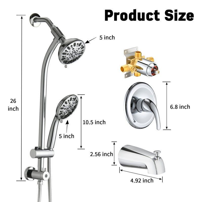 Complete Shower System with Rough in-Valve, Chrome