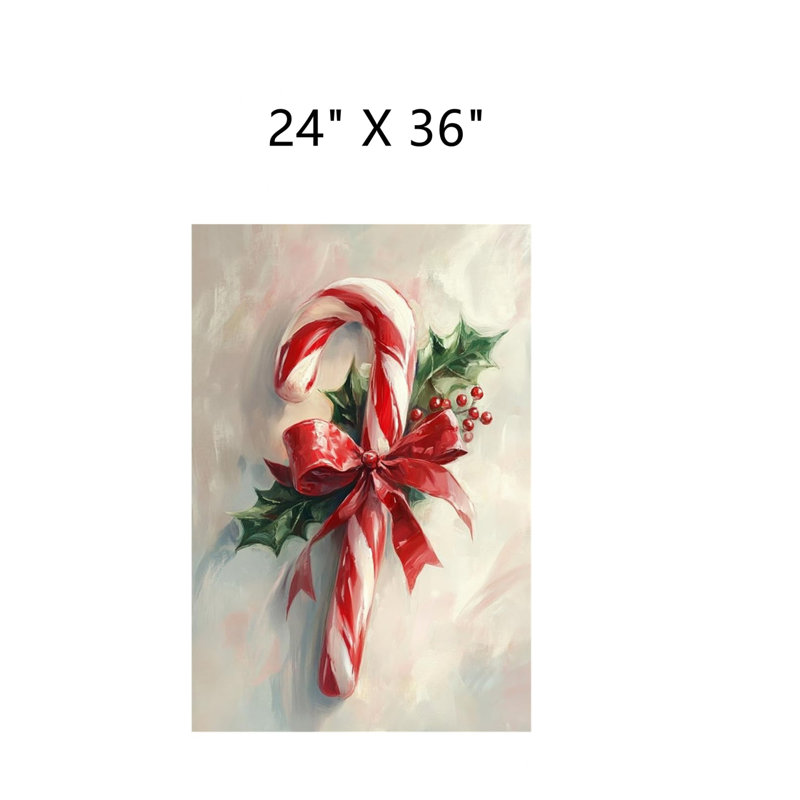 Art mural en toile 24 pi x 36 po Christmas Cane